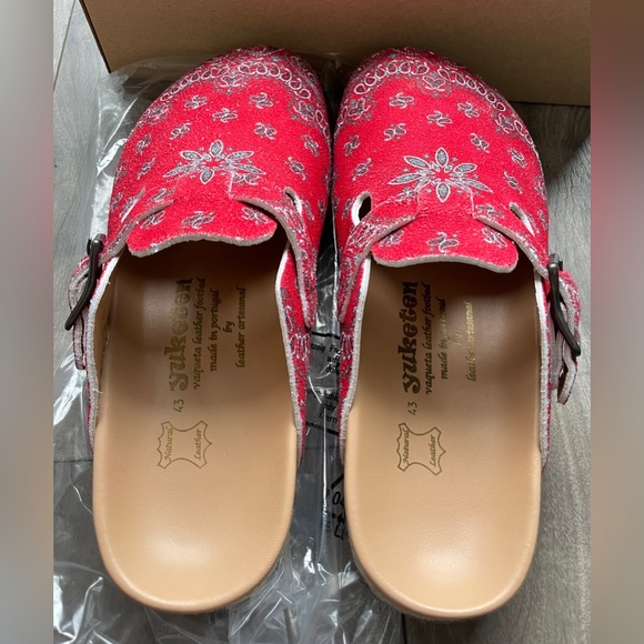 NEW 44/45 11/12 US Yuketen SAL 1 Red bandana suede leather sandals Crepe - Picture 13 of 16